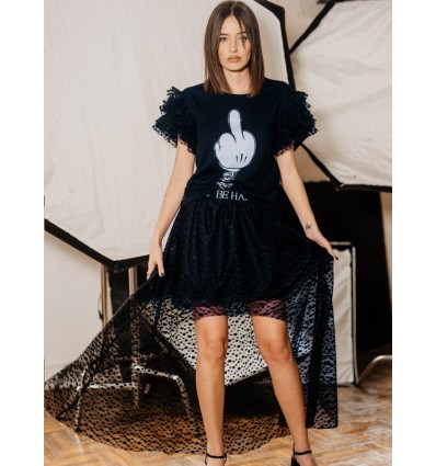 FALDA TUL BORDADA ASIMETRICA