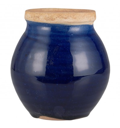 Jarrón azul con borde de color natural
