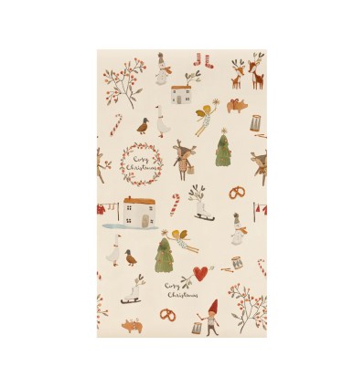 Papel de regalo, Navidad acogedora 10 m - Blanco roto