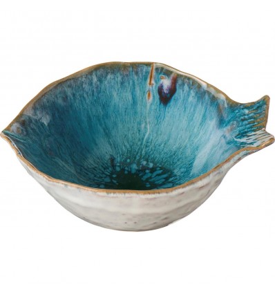 Cuenco Ocean Blue mediano redondeado en forma de pez