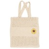 Bolso de crochet color crema con flor amarilla