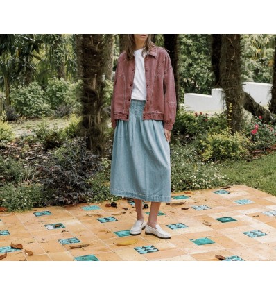 FALDA DENIM PLIEGUES