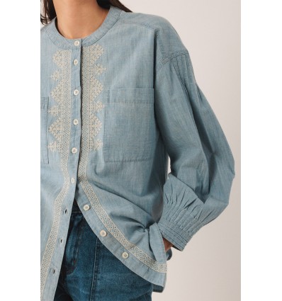 CAMISA DENIM SIN CUELLO