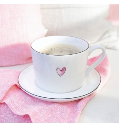 Taza Corazón Blanco/Rosa