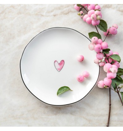 Plato corazón rosa
