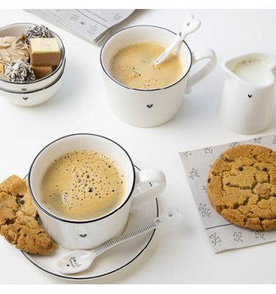 Plato para Taza 15cm Blanco Corazón en Negro