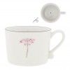 Taza Blanca Flor Rosa