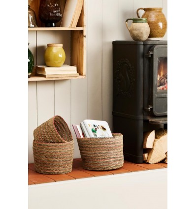 Juego de 3 cestas cilíndricas multicolor