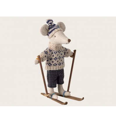 Ratón de invierno con esquí, Papá - Azul