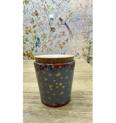 VELA CERAMICA ESTRELLAS GRIS/HOJAS DE HIGUERA