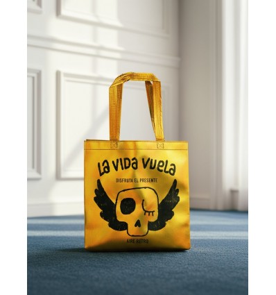 BOLSA "LA VIDA VUELA" PEQUEÑA DORADA