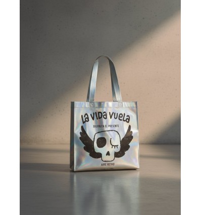 BOLSA "LA VIDA VUELA" PEQUEÑA IRIDISCENTE