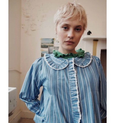 BLUSA PLISADA RAYAS AZUL 