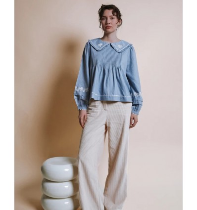 BLUSA BORDADA AZUL 